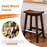 PayLessHere Bar Stools Set of 2 for Kitchen Counter Solid Wooden Saddle Stools 24-Inch Height Home Furniture Barstool, Brown