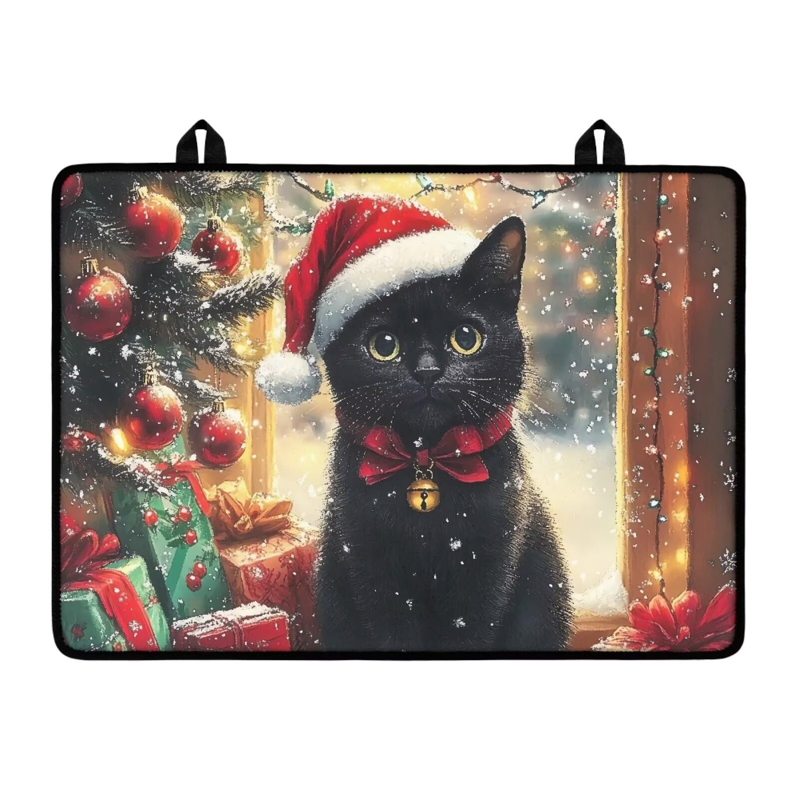 Christmas Cat Silicone Stove Top Cover, Stove Top Cover for Electric Stove(30"x21"), Thick Insulation Mat for Countertop, Anti-scalding Dish Drying Mats for Kitchen, Easy to Clean
