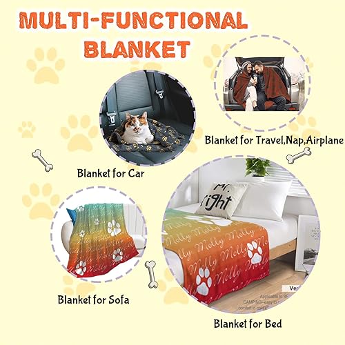Miniatura 5 de M YESCUSTOM Manta personalizada para perro con nombre  Manta conmemorativa personalizada para mascotas, manta de regalo para perro y gato, manta