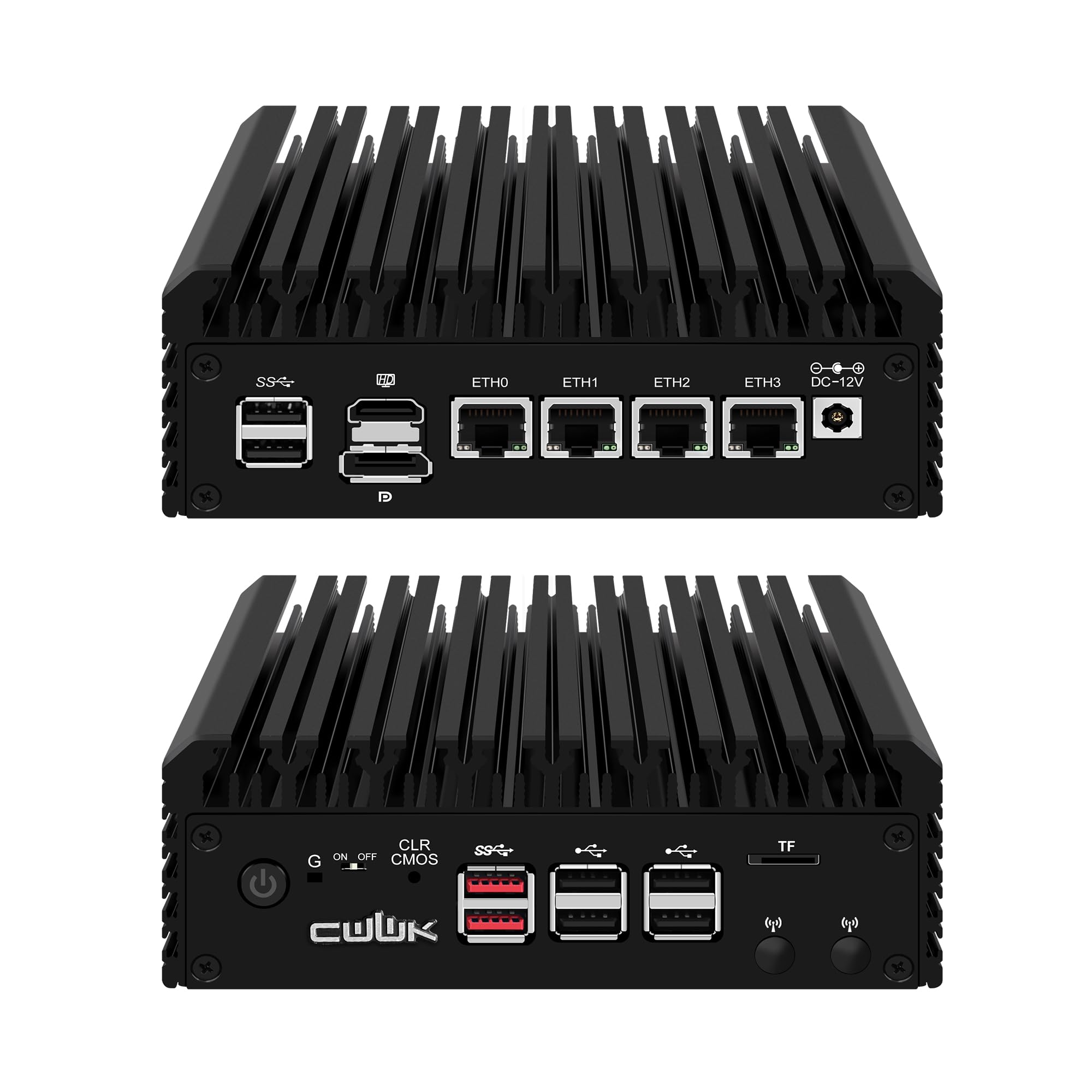 CWWK Mini PC N150 (Upgraded N100) Firewall Appliance, 4X i226-V 2.5GbE LAN OPNsense Mini Computer, F6 Fanless Micro PC DDR5 16GB RAM 128GB SSD, PCIe3.0 x4, 2-Display,TF, M.2 E-Key