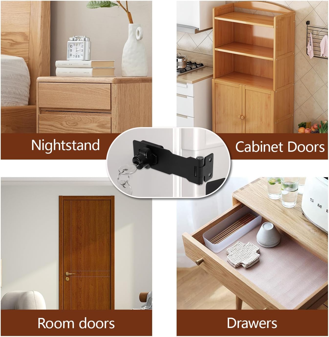 Keyed Hasp Lock, 2.5 Inch Twist Knob Keyed Locking Hasp, Stainless Steel Safety Hasp Latches for Drawer, Cabinets, Doors, Black