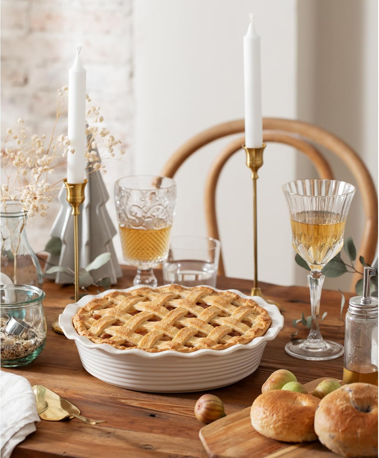 Deep Pie Dish for Baking, Deep Dish Pie Pan, Off-White
