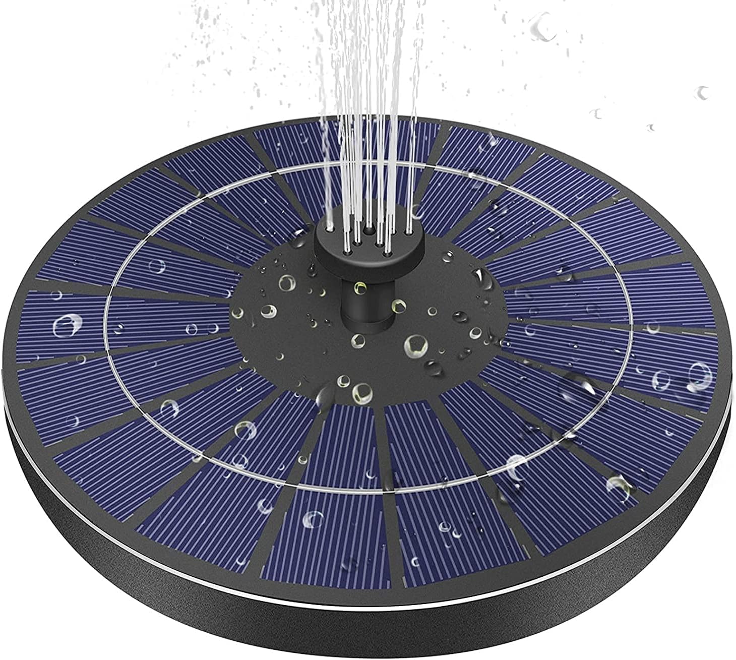 Solar Fountain Pump Bird Bath Fountain 3.5W Solar Panel Water Fountain Outdoor with 6 Nozzle 1500mAh Battery for Garden Decoration, Pond, Fish Tank, Patio and Lawn