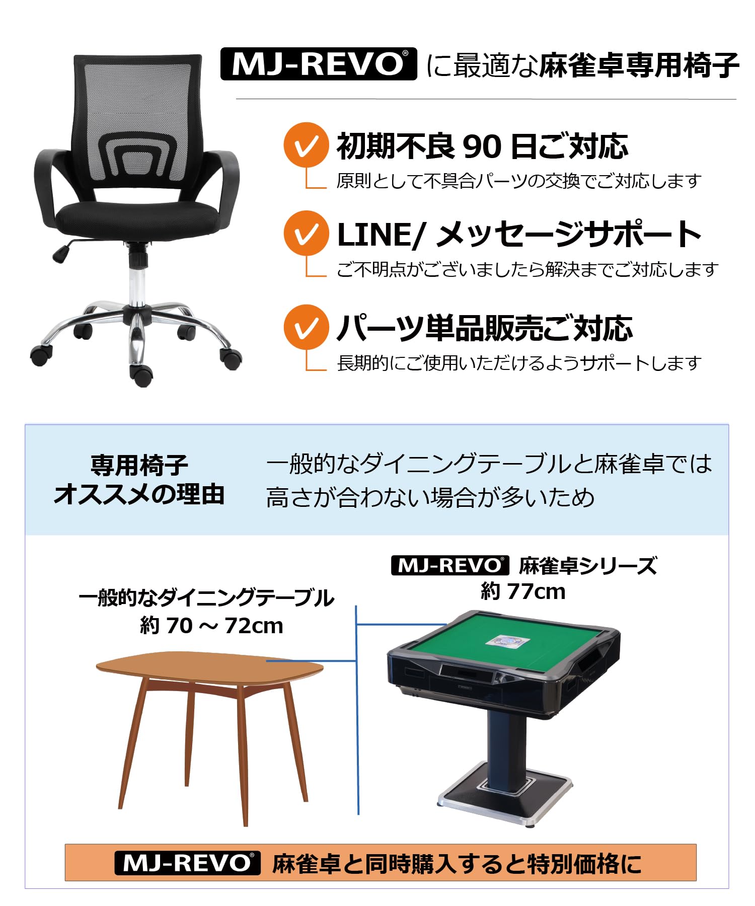 Amazon｜MJ-REVO 全自動麻雀卓シリーズ に最適 リフトチェア 4脚セット