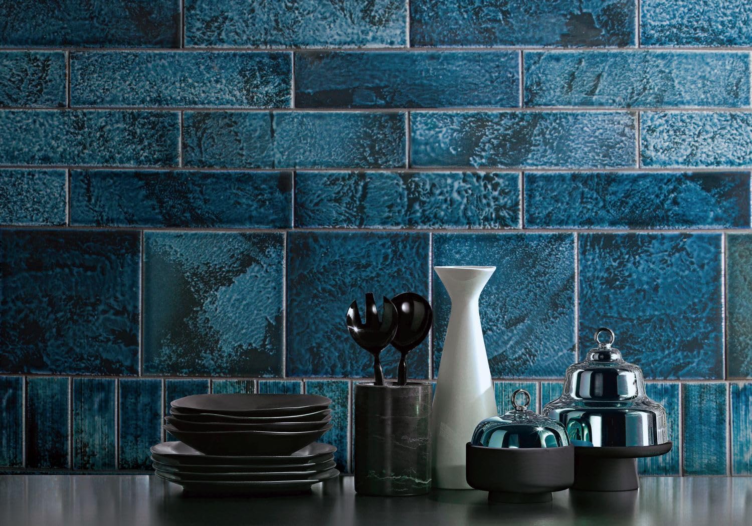 Azulejos de mosaico de cerámica con palillos de mosaico verde brillante para pared de baño, cocina, espejo de azulejo - cartón (50 azulejos)