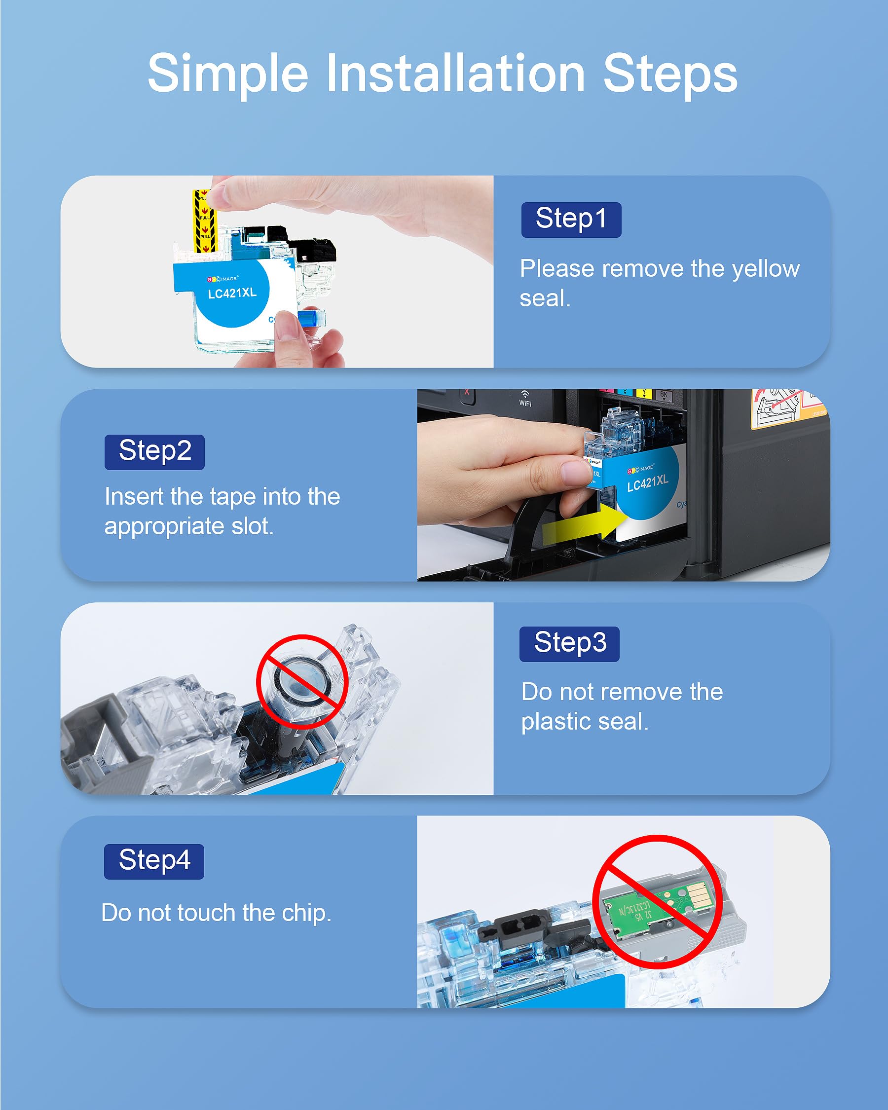 GPC Image 8-Pack LC421XL Cartucce Compatibili per Brother LC421 XL LC-421XL Multipack per DCP-J1050DW DCP-J1140DW DCP-J1800DW MFC-J1010DW (2 Nero, 2 Ciano, 2 Magenta, 2 Giallo)