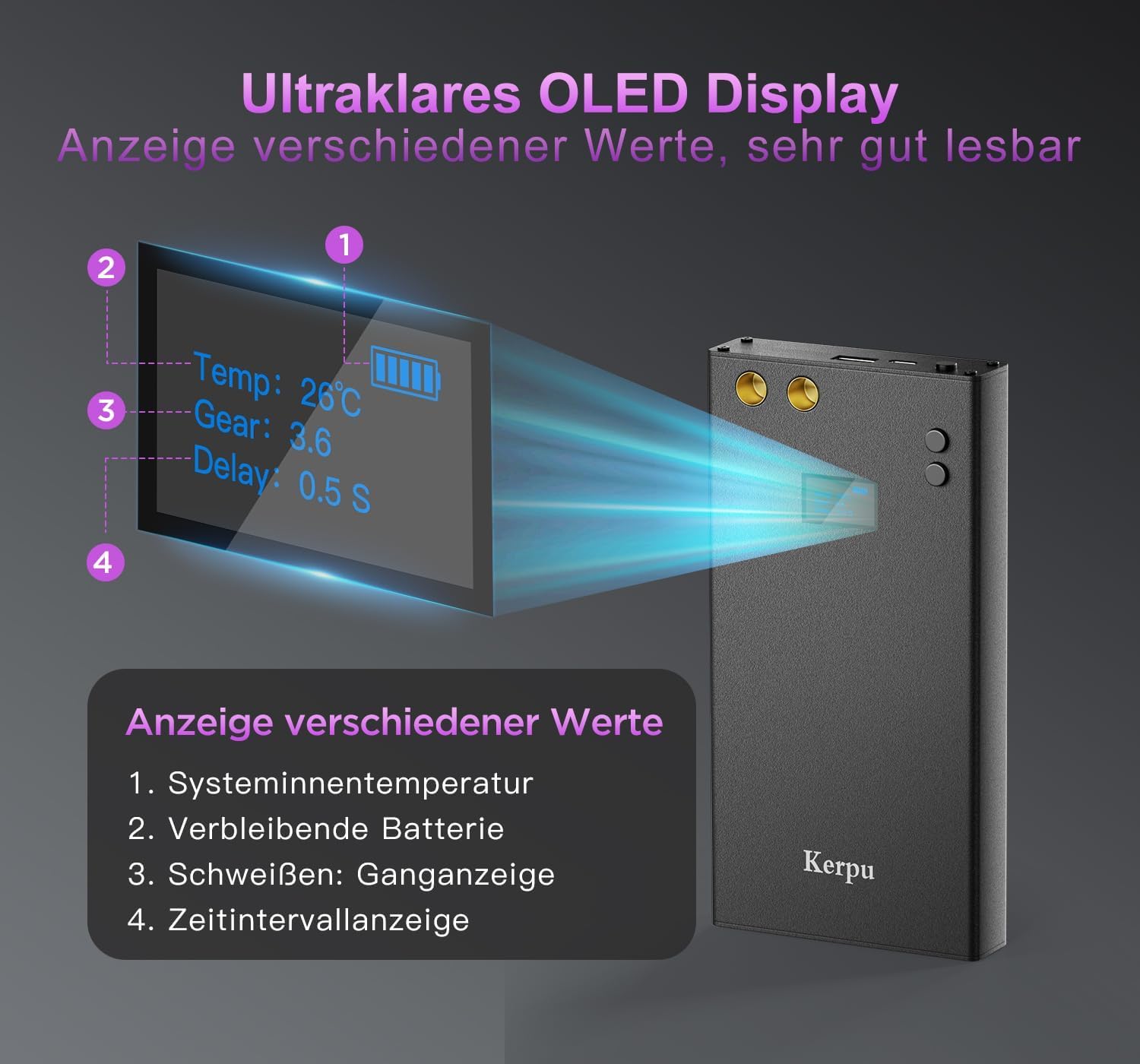 Kerpu Machine de soudage par points de batterie 7500mAh 70 vitesses réglable avec écran LCD et bande de nickel 5M