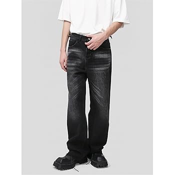 JEKE-DG Men's Wide Leg Baggy Streetwear Jeans Casual Loose