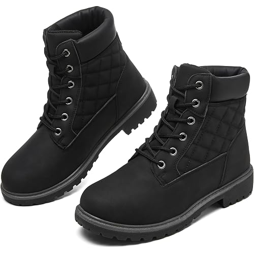 Adokoo Boots for Women Waterproof Spring Summer Fall Ankle Boots Hiking Work Eveyday Boots Non Slip Black Combat Boots