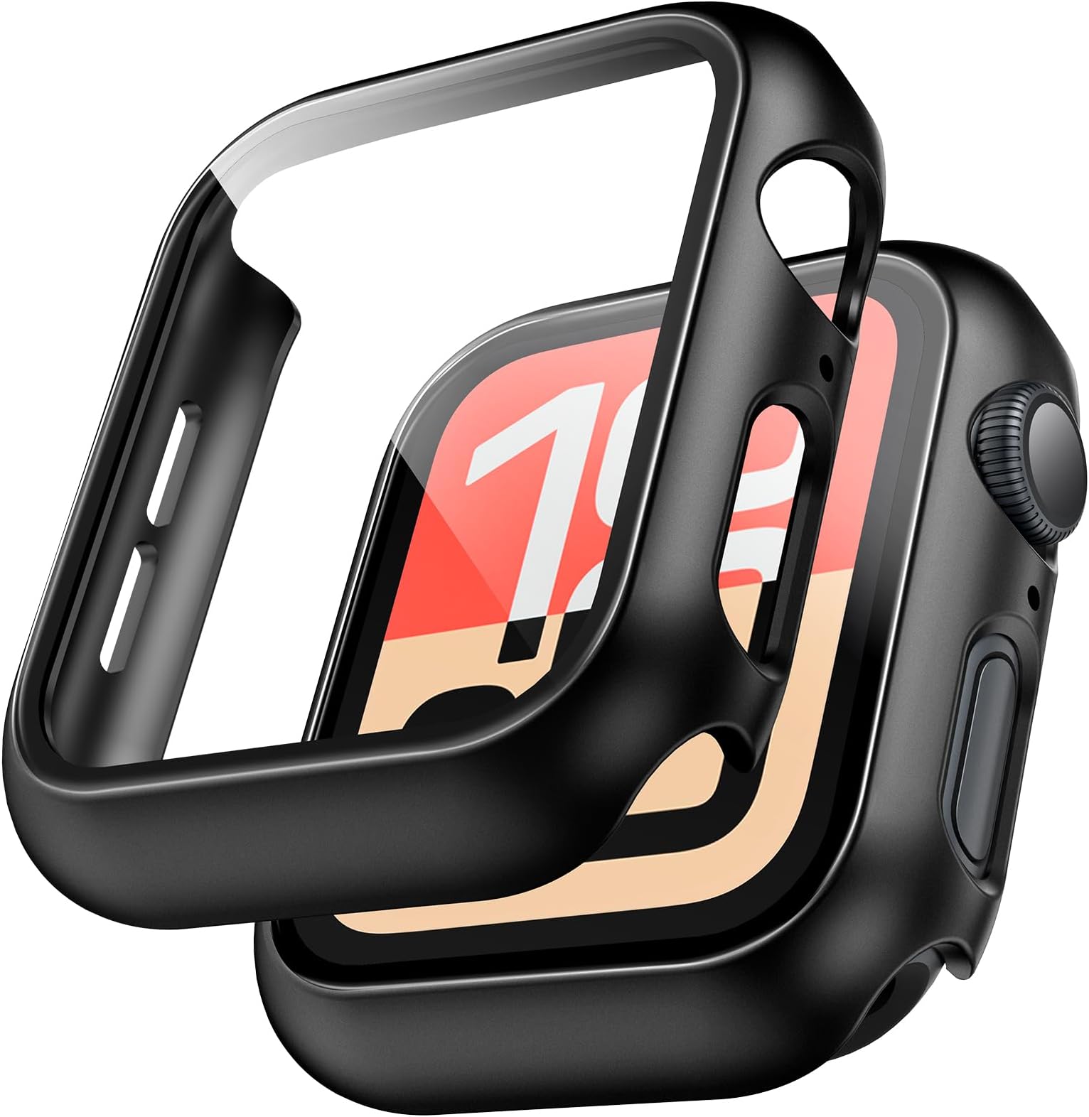 TAURI 2 Pack Hard Case for Apple Watch SE 3 /Series 6/5/4 /SE 40mm with 9H Tempered Glass Screen Protector, [Touch Sensitive] [Full Coverage] Slim Bumper Protective Cover for iWatch 40mm - Black