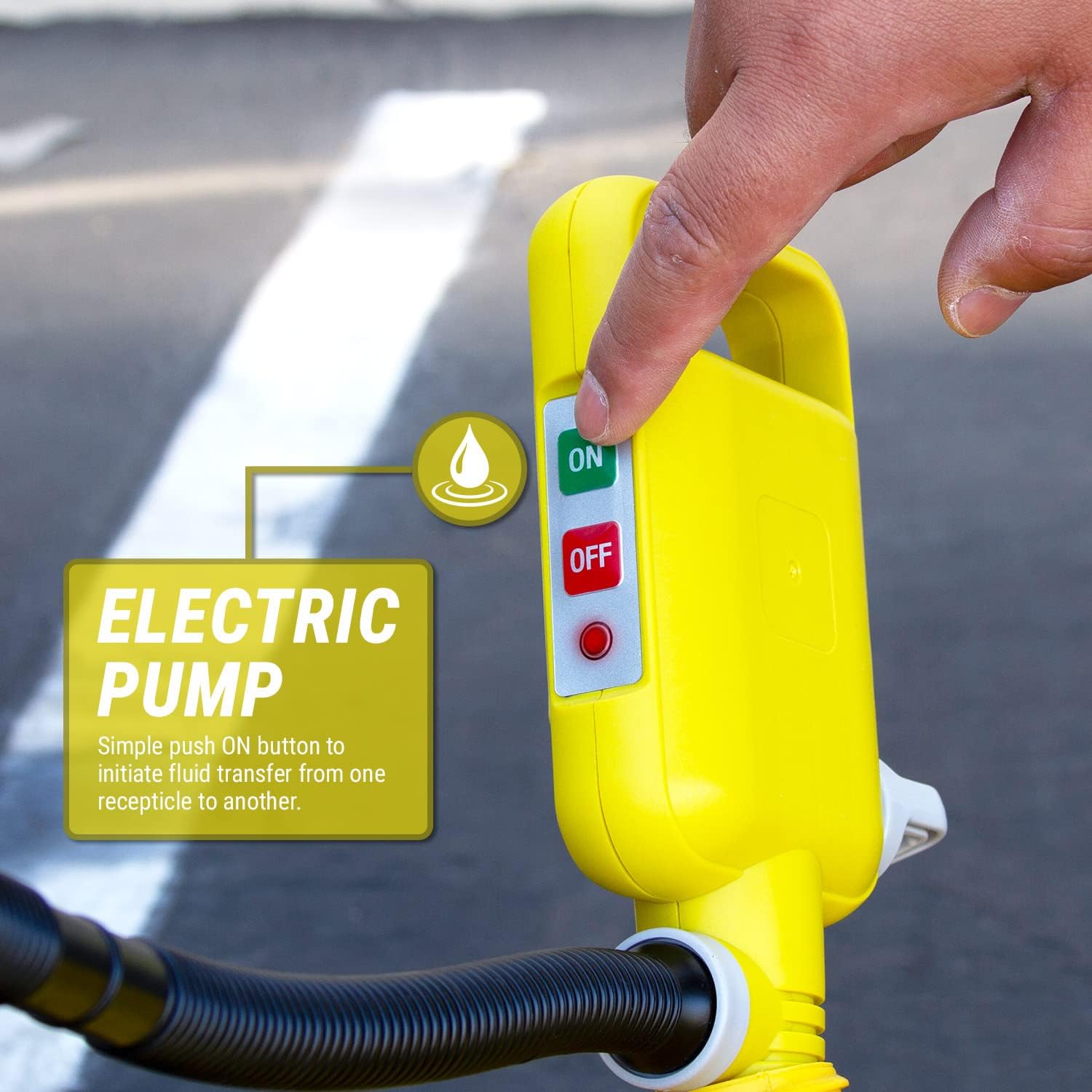 TERA PUMP TRCDM Fuel Transfer Pump w/Easy Handle, Flexible 4.1ft Hose, 2x Powerful Motor for 9.5 Liters/Min Gas Transfer - 2 x D Batteries, Not Included