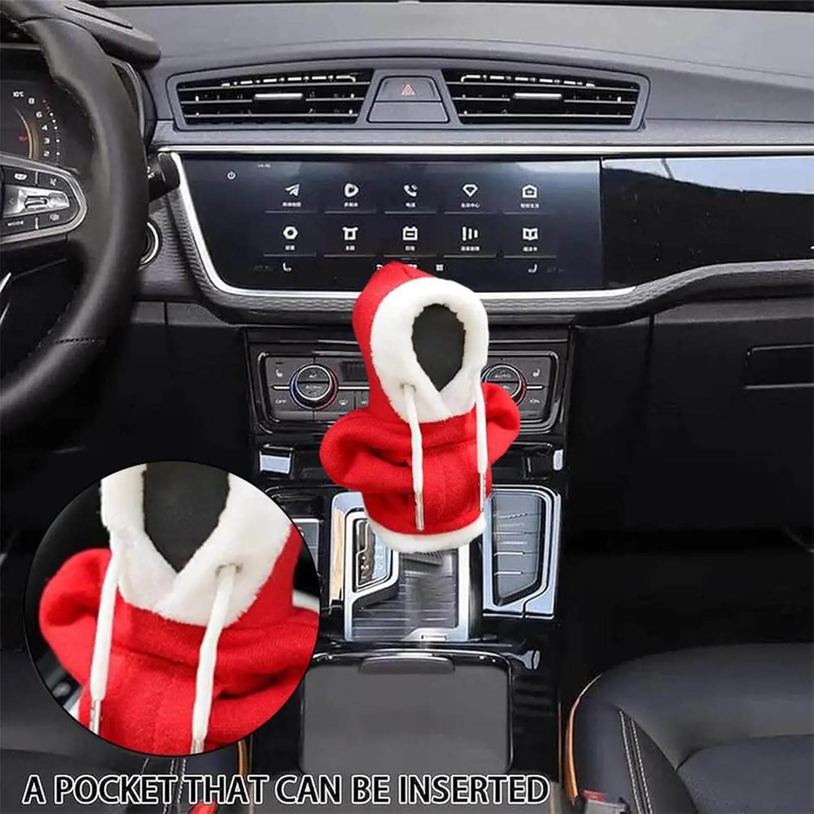 LAGNY Gałka zmiany biegów bluza z kapturem Shifter do Hyundai Grand Santa Fe/Santa Fe/Sonata/Tucson, osłona dźwigni zmiany biegów, dekoracja bożonarodzeniowa, 2 szt