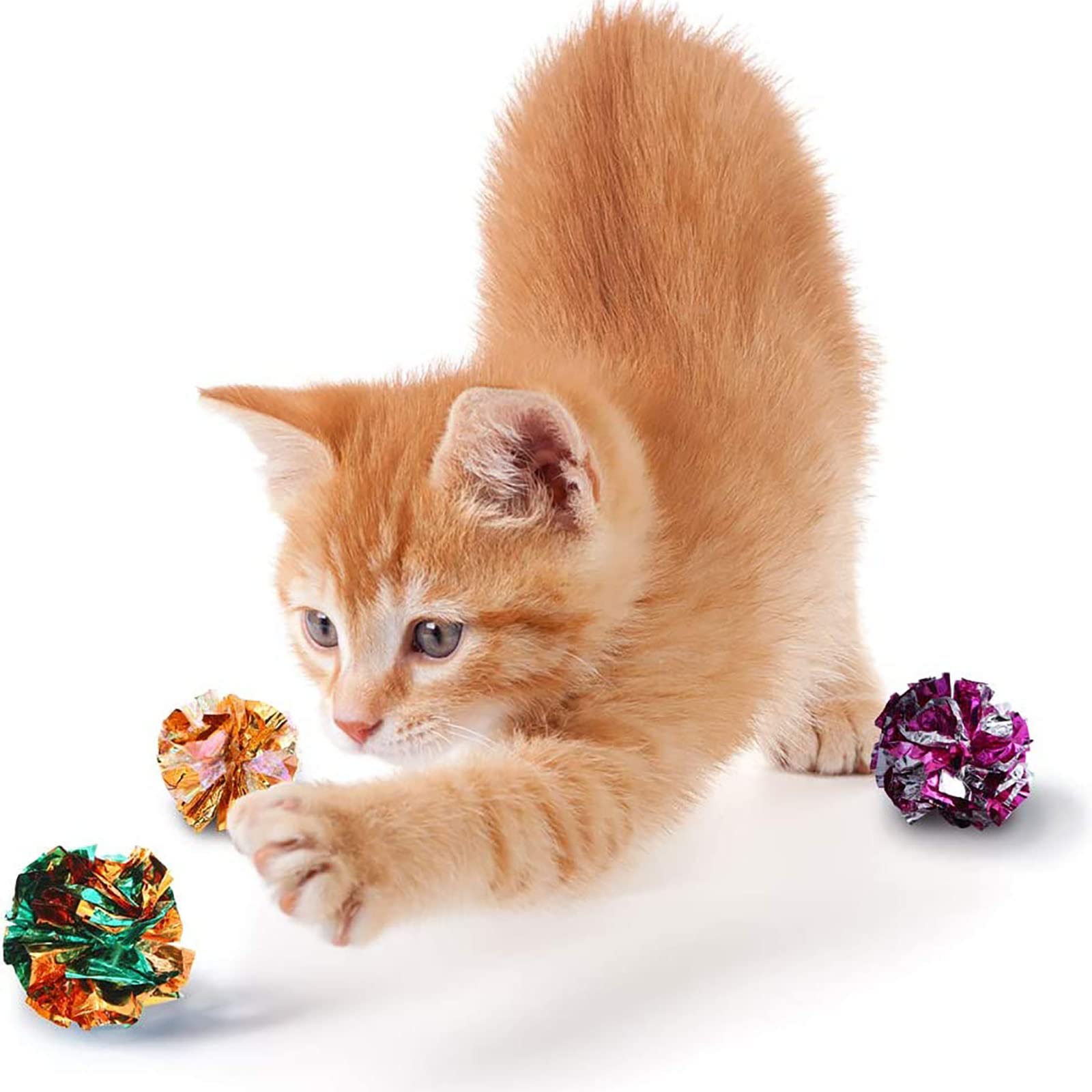 20 Stück Knisterbälle Für Katzen - Buntes Knister-Spielzeug, 5,5 Cm, Aus Weicher PET-Folie