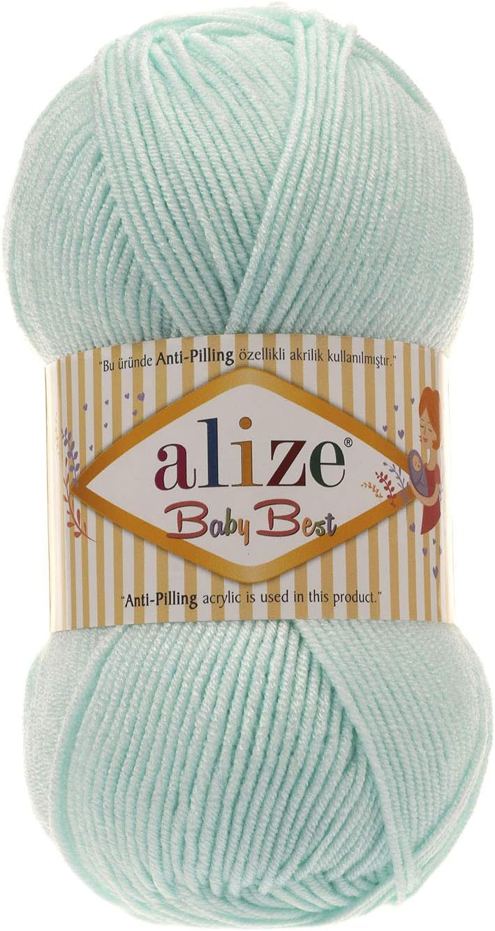 Alize Baby Best Yarn 90% Anti-Pilling Acrylic 10% Soft Bamboo Blend Crochet Hand Knitting Art Lot of 3 Skeins 300gr 786yds (3 Pack, Water Green - 19)