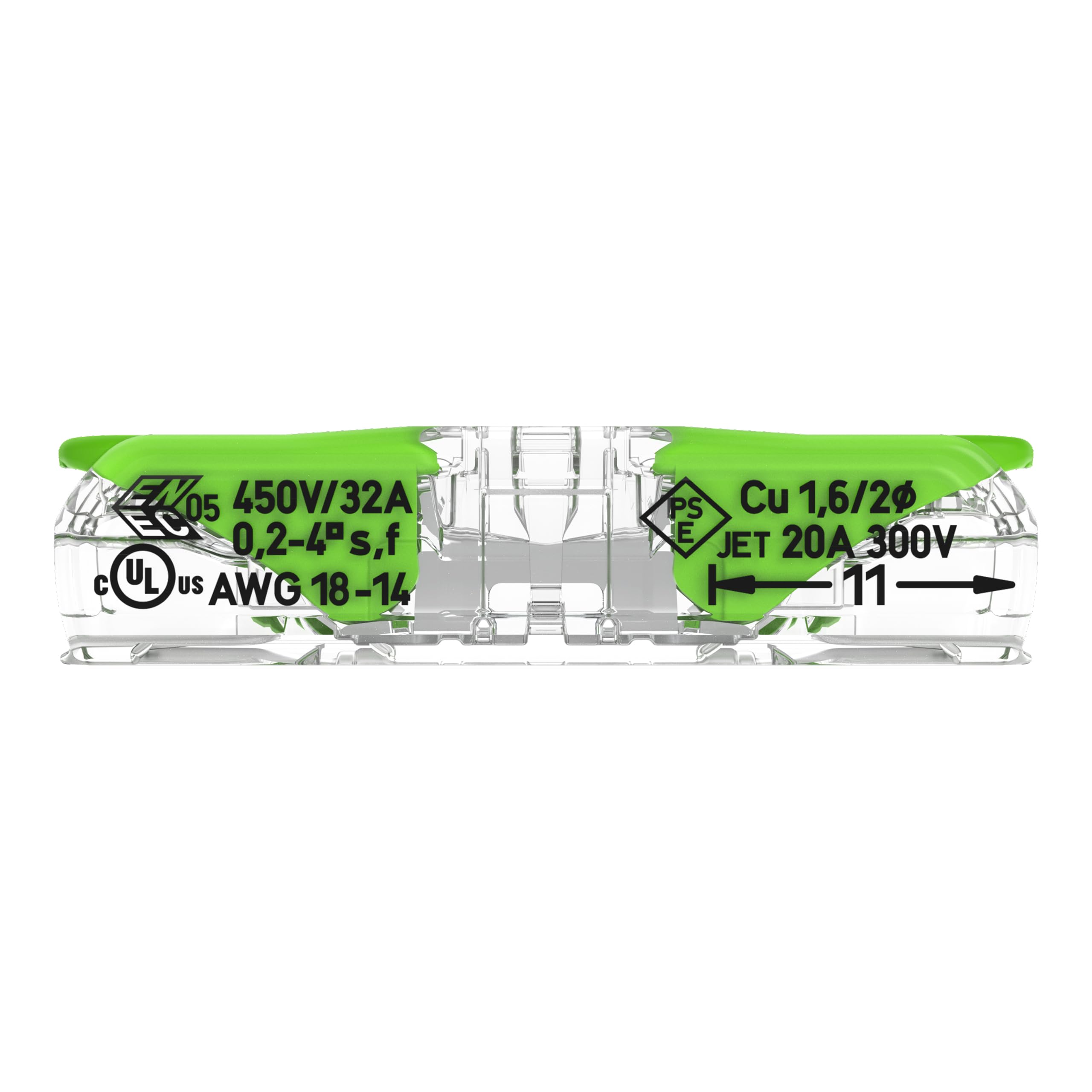 WAGO Green Range 2-przewodowe złącze przelotowe z dźwignią 221-2431 | przekrój znamionowy: 4 mm², z dźwignią, odpowiednie do wszystkich rodzajów przewodów, 60 sztuk
