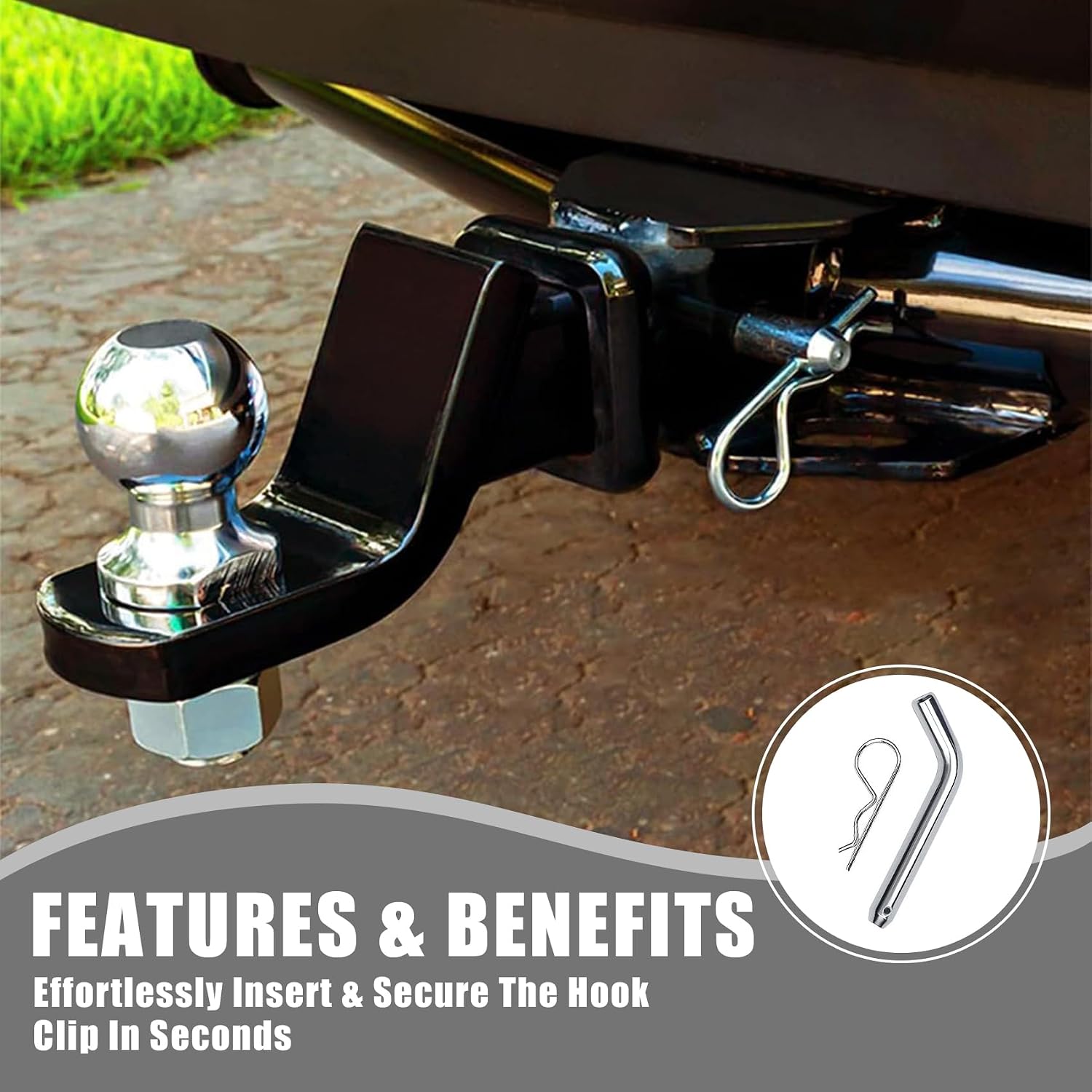 4 Pack Heavy-Duty Trailer Hitch Pin & Clip Set, 5/8 Inch Diameter Solid Steel Pins with R-Clip, Universal Corrosion-Resistant Towing Accessories for 2 Inch and 2-1/2 Inch Trailer Hitches