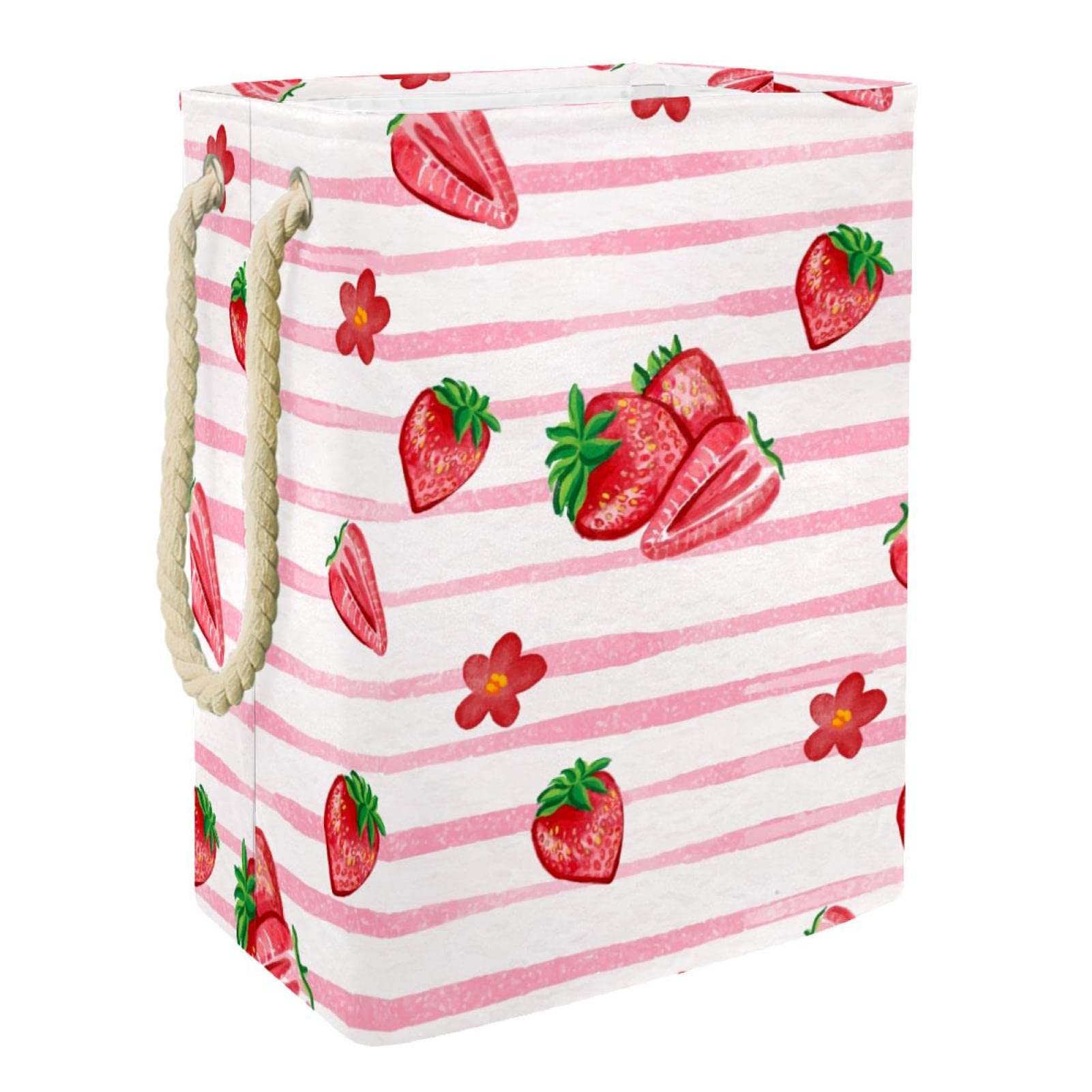 Panier à linge imperméable haut de gamme rose fraise à poignée chic