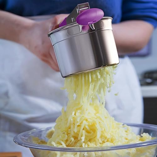 Miniatura 4 de Ricer de patatas de acero inoxidable con 3 discos de finura intercambiables, herramienta de cocina para puré de papas, triturador de arroz de