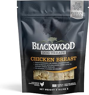 Blackwood Freeze Dried Raw Single Ingredient Dog Treats, 100% Chicken Breast, 3 Ounce Pouch, High Protein, Made in The USA