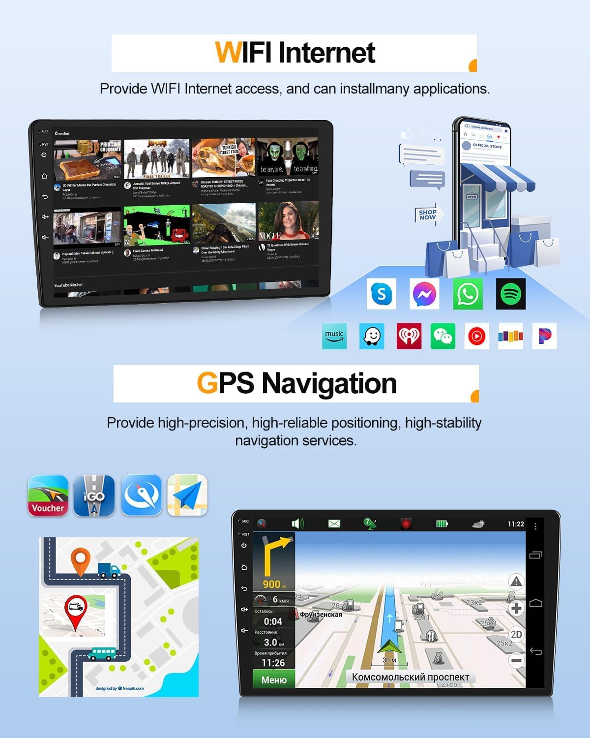 CAMECHO Ulepszony odtwarzacz samochodowy 4+64 GB dla Hyundai Santa Fe 2006–2012 bezprzewodowy CarPlay i Android Auto Android 15 nawigacja dotykowy ekran 9 cala Bluetooth MirrorLink GPS WiFi FM RDS
