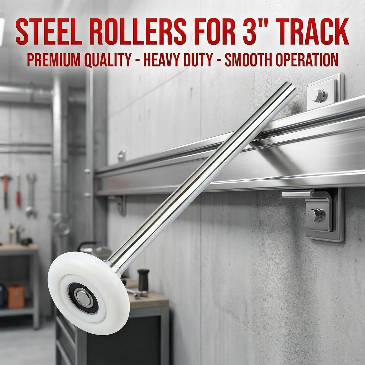 20-Pack 9" Stem 3" Commercial Nylon Garage Door Rollers, Extra Long Stem for Bottom Brackets & Extreme Load Security, Fits 3" Tracks,Sealed Bearings (Ultimate Support)