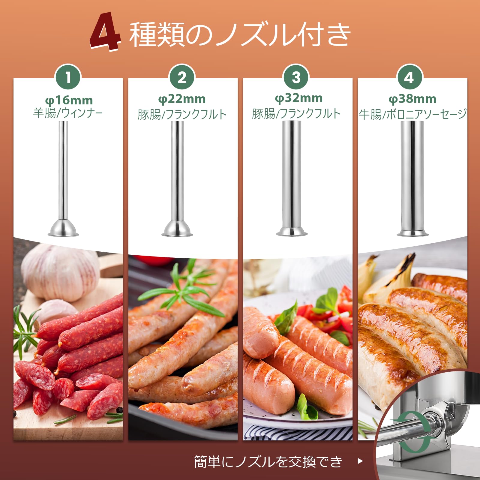 Amazon | Huanyu ソーセージメーカー 電動 ソーセージスタッファー 10L