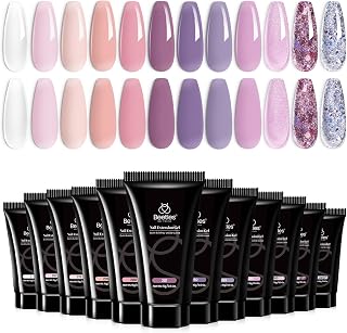 Beetles Nail Extension Gel Set Blackberry Glaze 12 Colors Poly Nail Gel Kit Beginners DIY Home Salon Christmas Gift for Women UV & LED Cured