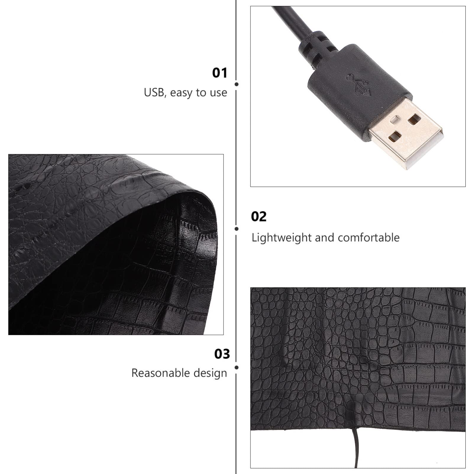 Toyvian Alfombra Eléctrica para Mascotas Pequeñas y Reptiles Control USB de 3 Niveles, Manta Térmica de Cuero para Mantener Caliente en Terrarios y Exteriores