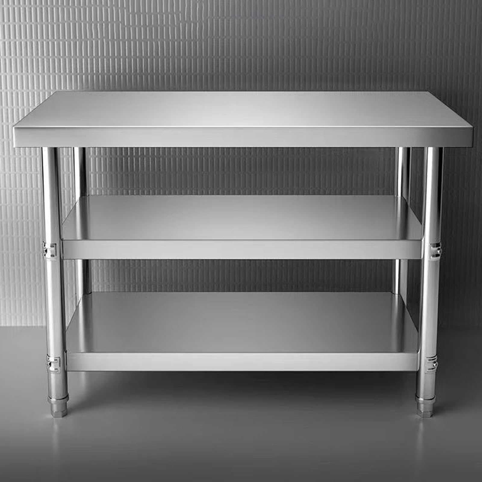 Tavolo da Lavoro in Acciaio Inox Resistente per Cucina, Piano di Lavoro per la PTI con Piedini Regolabili, Arredamento per cucine Professionali - Superficie di Cottura Durevole, 100x80x80 cm