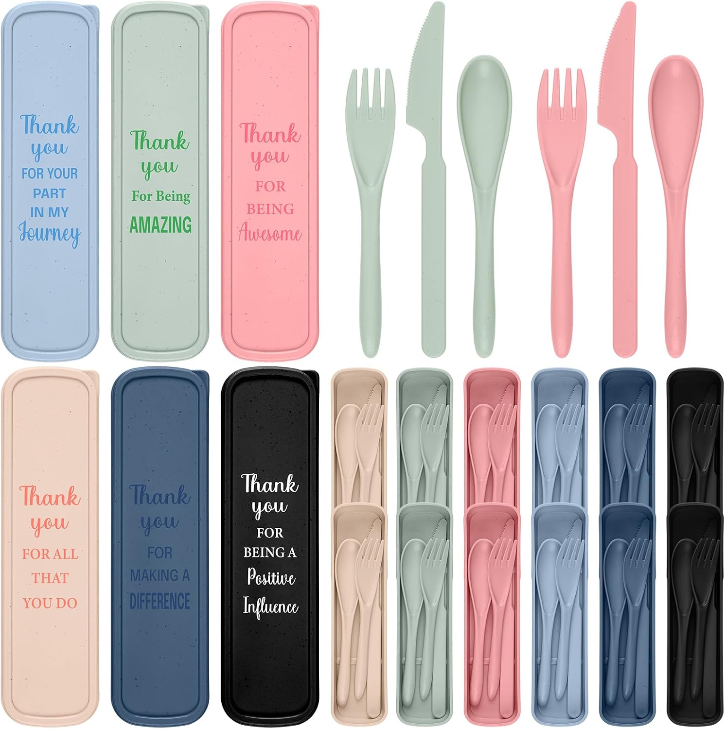 Hushee 24 Pack Employee Appreciation Utensil with Case, Thank You