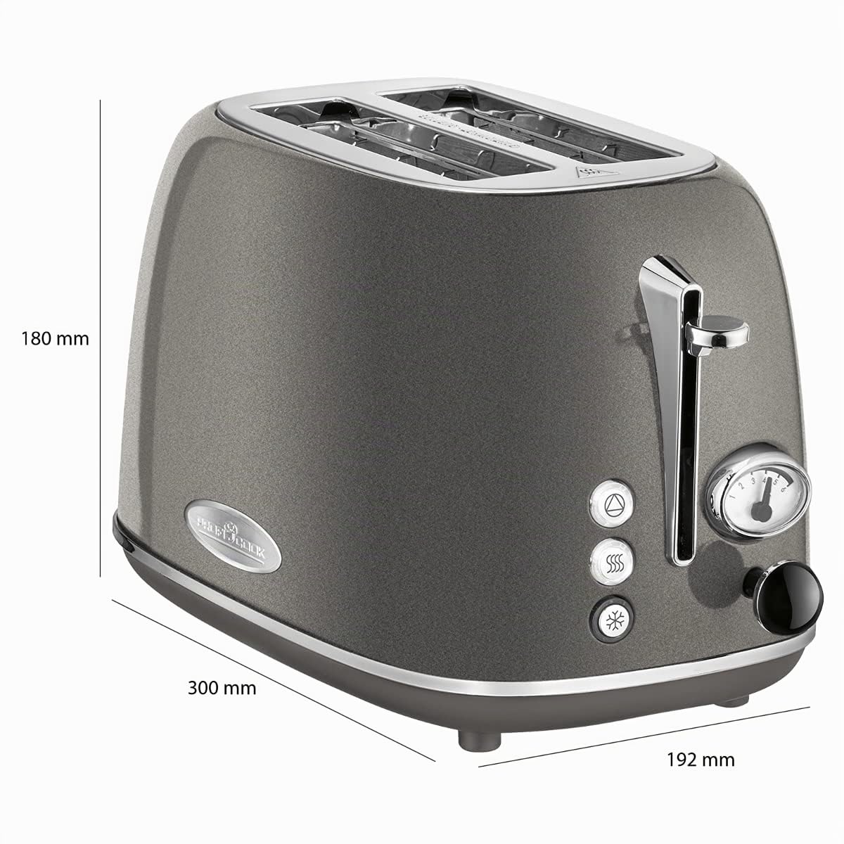 ProfiCook Tostapane Vintage a 2 Fette - Design Elegante Con Ampia Fessura e Cassa in Metallo Massiccio - Retrò Con Portapane - PC TA 1193 Antracite