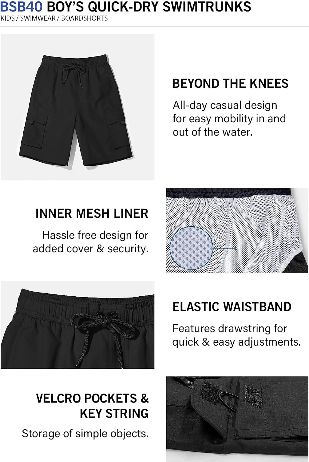 TSLA Boys Swim Trunks, Quick Dry UPF 50+ Beach Board Swim Shorts, Swimsuit Swimwear with Inner Mesh Liner