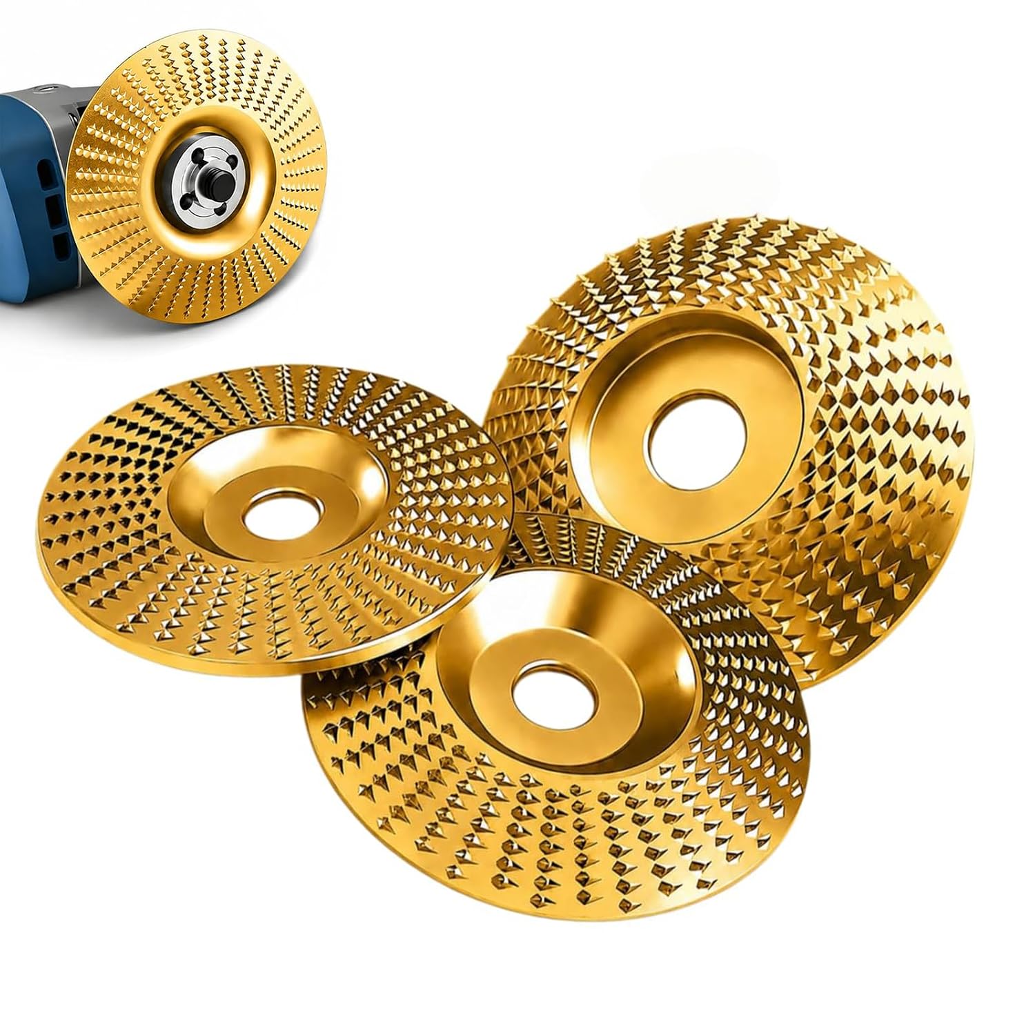 Tungsten Carbide Cutting Wheel, 2026 New Angle Grinder Polishing Pad Tungsten Carbide Sanding Discs, Angle Grinder Polishing Pad, Sanding Stump Removal & DIY Woodworking (Gold 3PCS)