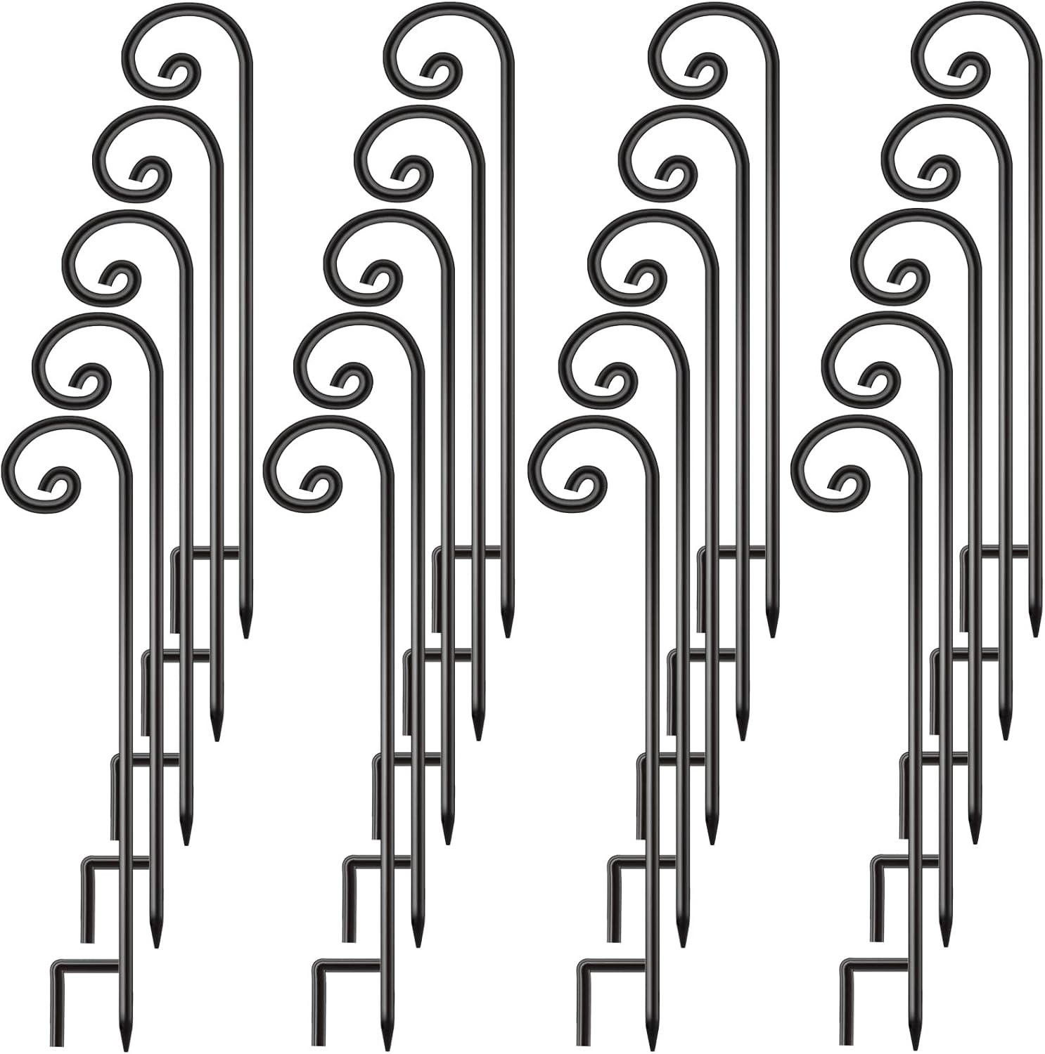 Shimeyao 20 Pack Shepherd Hook 35 Inch 1/3 Inch Thick, Thick Iron Curled Hook for Hanging Bird Feeders, Plant Hangers, Flower Basket, Lanterns, Weddings,Spring,Summer