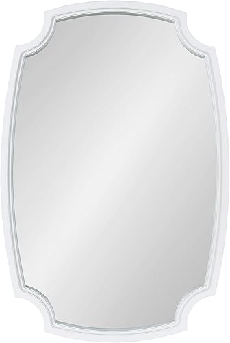 Miniatura 5 de Kate and Laurel Orianne - Espejo de pared costero, 21 x 32 pulgadas, blanco, hermoso espejo tradicional con esquinas festoneadas para pared