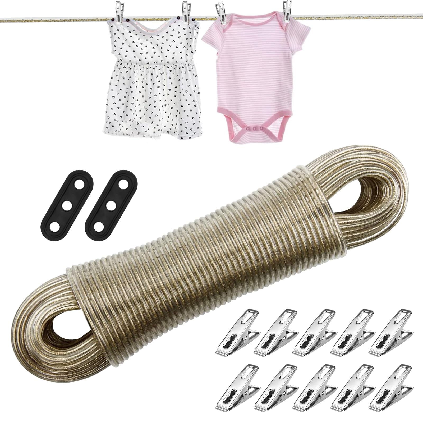 Filo Per Stendere Bucato Con Anima In Acciaio - 2x30 Metri, Portata 200 Kg | Per Esterno E Campeggio - Foto 8