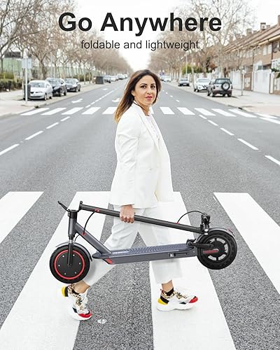 Miniatura 6 de Patinete eléctrico, suspensión básicadual y señales de giro, alcance de hasta 1921 millas, velocidad máxima de 19 Mph, neumáticos sólidos de 8.5