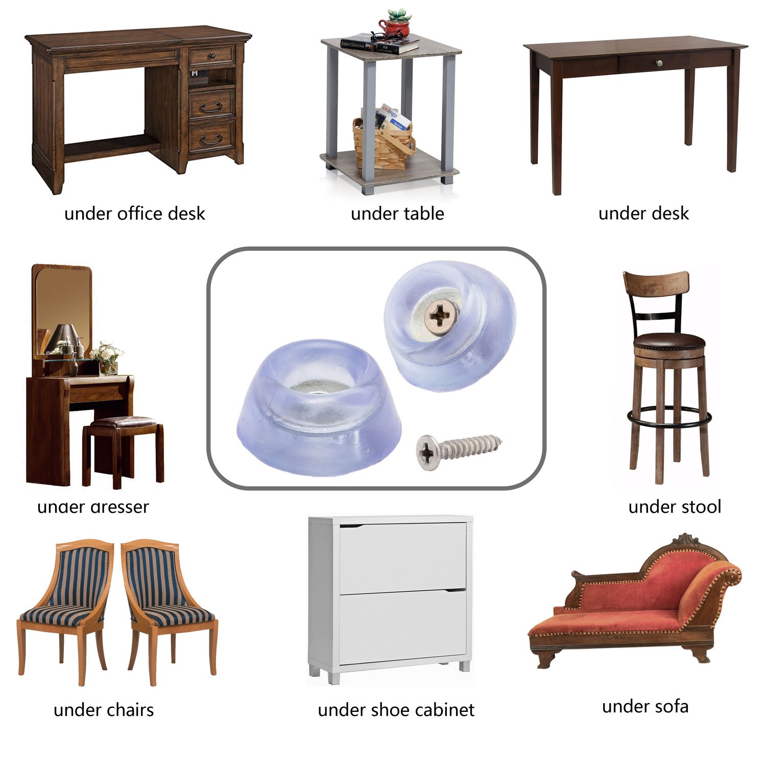 20pcs Round Furniture Pads ULIFESTAR PVC Wood Furniture Sliders Hardwood Floor Protectors Surface Protection for Chair Table Desk — view 6