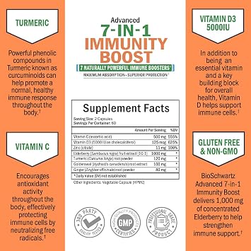 Immune Support Supplement with Zinc Vitamin C Vitamin D 5000 IU Elderberry Ginger D3 Goldenseal - Dr Approved Immunity Vitamins for Adults Women and Men - Natural Immune System Booster Defense -120ct