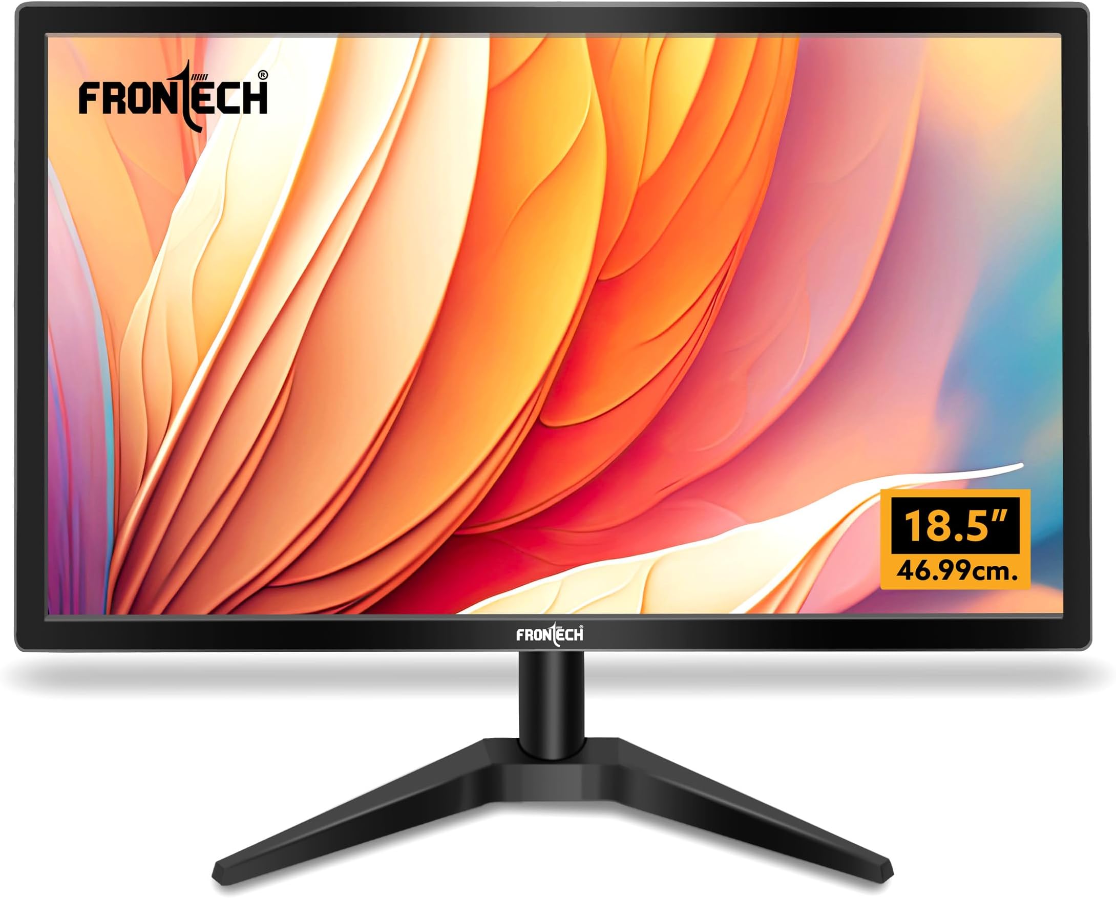 FRONTECH 18.5-inch (46.99cm), LED, HD 1366x768, 60Hz, Black, HDMI & VGA Input, 16.7M Colors, Glossy Panel, Slim Design, Wall Mountable Monitor (MON-0061)