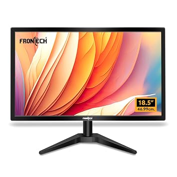 FRONTECH 18.5-inch (46.99cm), LED, HD 1366x768, 60Hz, Black, HDMI & VGA Input, 16.7M Colors, Glossy Panel, Slim Design, Wall Mountable Monitor (MON-0061)