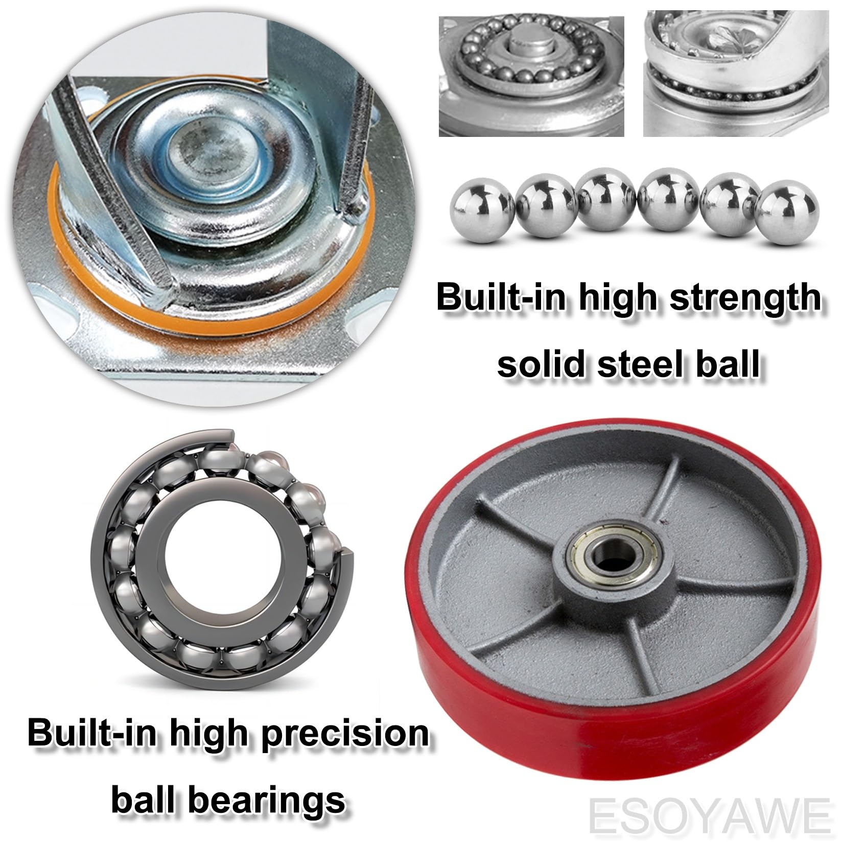 Vermeyen Juego De 4 Ruedas Giratorias Industriales De 4 PuLG | Meses