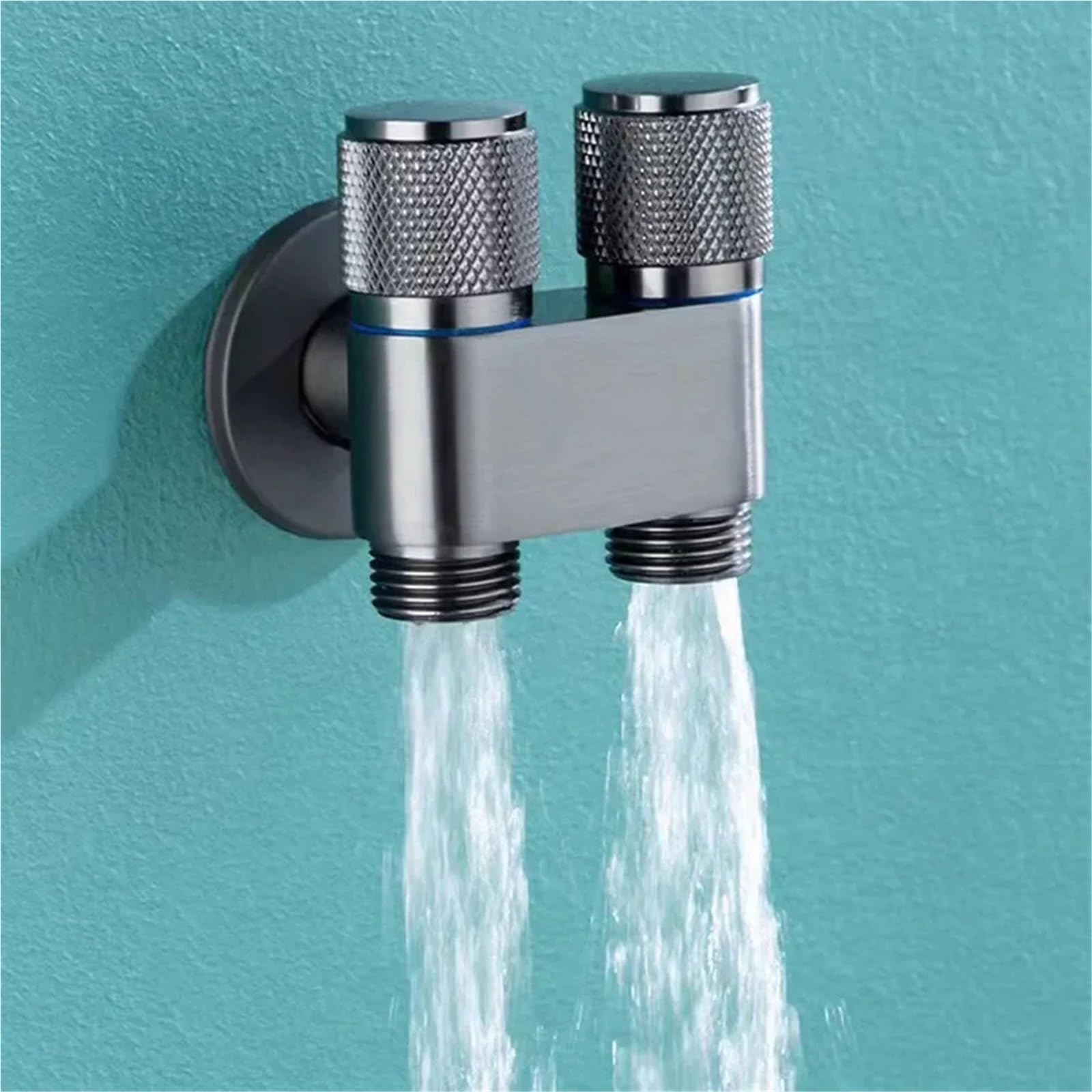 Grifo de Lavadora con Doble Control, válvula Triangular para Inodoro, Fregadero de Cocina, Lavabo de baño, G1/2, 1 Entrada y 2 Salidas (Negro)