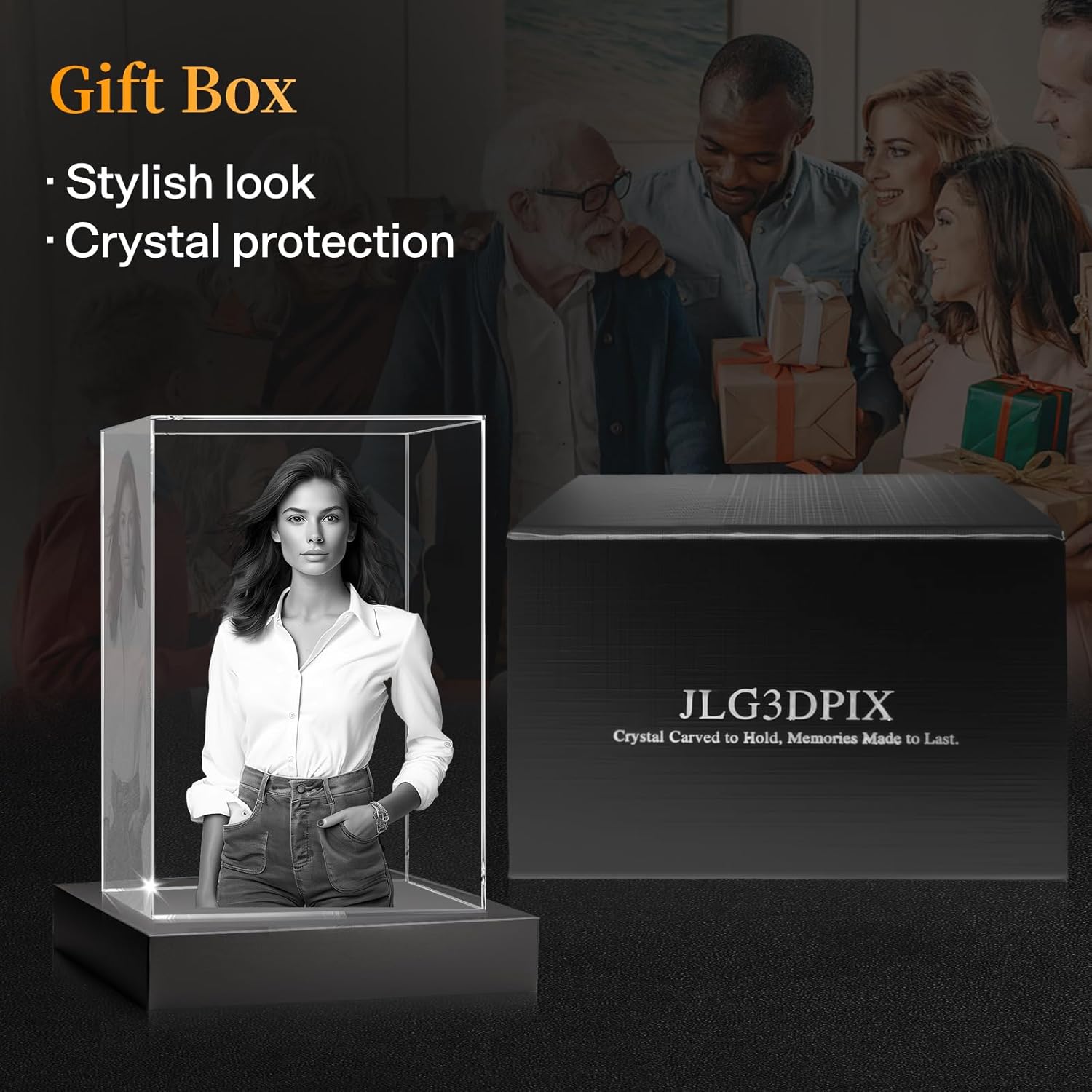 3D Crystal Photo, Christmas Personalized Gifts for Mom, Wife, Women, Dad, Husband, Grandma, Custom Photo in Crystal, Unique for Birthday, Anniversary, Memoria
