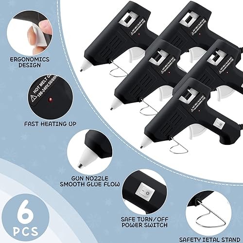 Miniatura 3 de 6 Pcs Mini Hot Glue Gun for Class Craft Glue Guns Fast Preheating Hot Melt Gun Low Temp with Burn Protection School DIY Home, 20 W (Black)
