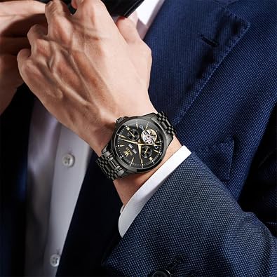 OLEVS Automatic Watches for Men Luxury Skeleton Multi-Function Mechanical Watch Self Winding Date Waterproof Luminous Mens Watch