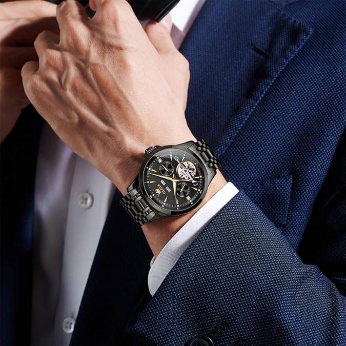 OLEVS Automatic Watches for Men Luxury Skeleton Multi-Function Mechanical Watch Self Winding Date Waterproof Luminous Mens Watch