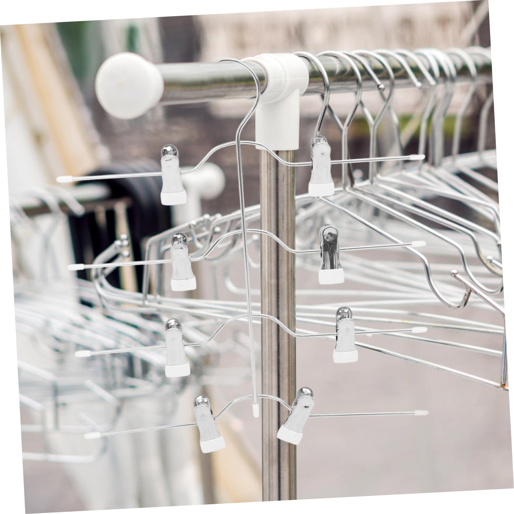 Pack Hosenbügel mit Clips, 4-stufig, Weiß aus Manganstahl