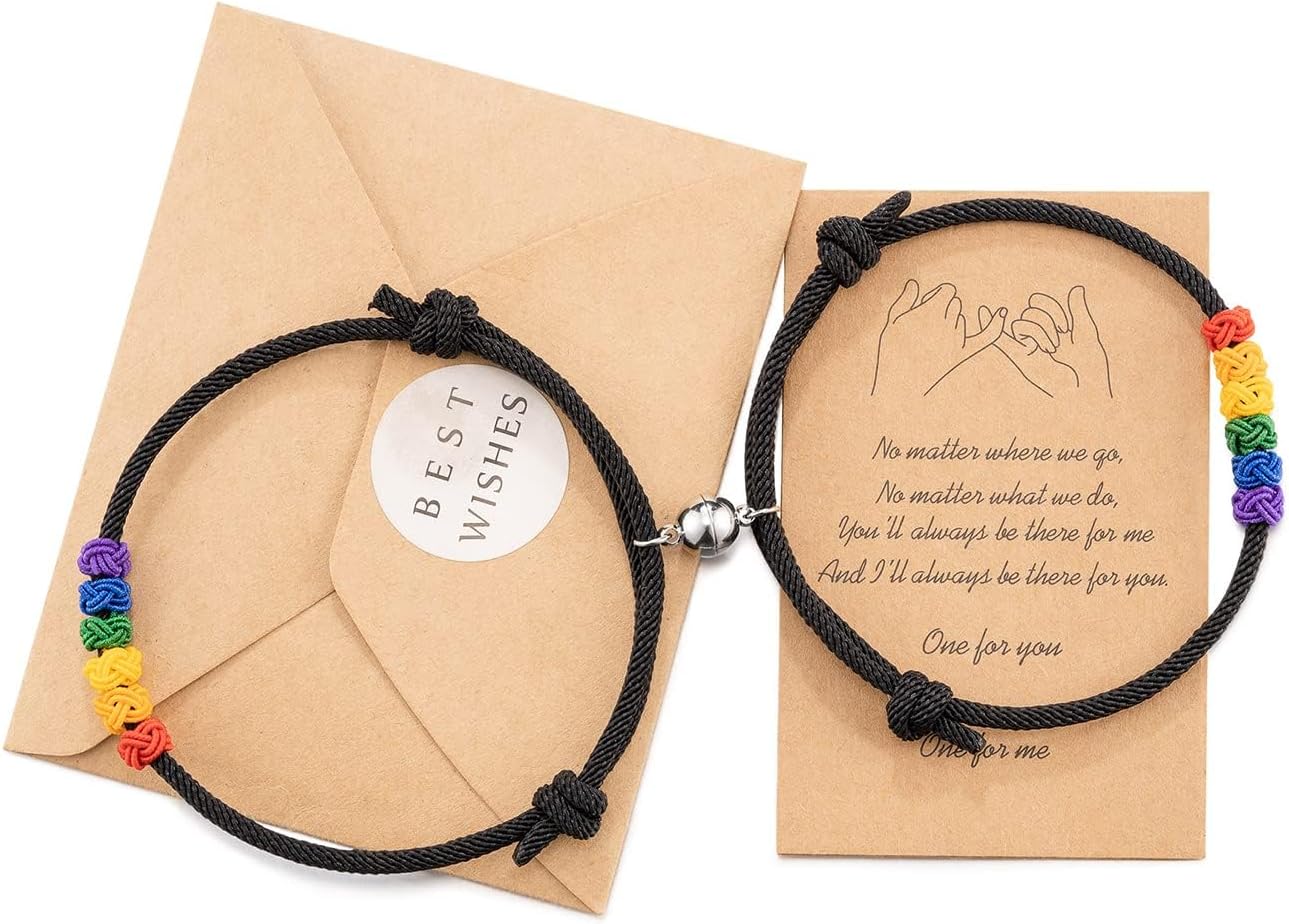 Magnetic Bracelet Set, Couple Jewelry Bracelet Set, Bracelet Graduation Gift, for Couple Bestfriend Men, Women, Valentine's Day, Engagement, Thanksgiving's Day, Wedding Rainbow
