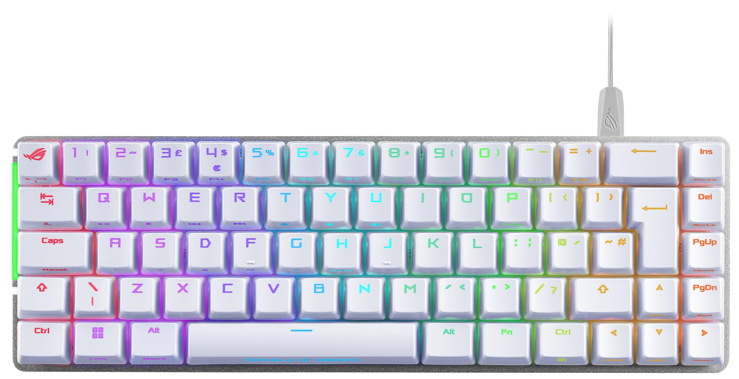 ASUSROG Falchion Ace 65% RGB Compact Gaming Mechanical Keyboard, Lubed ROG NX Red Switches & Switch Stabilizers, Sound-Dampening Foam, ABS Keycaps, Wired with KVM, Three Angles, Cover Case-White